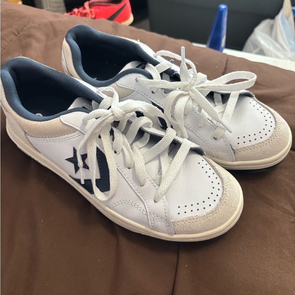 White and Navy Converse Sneakers